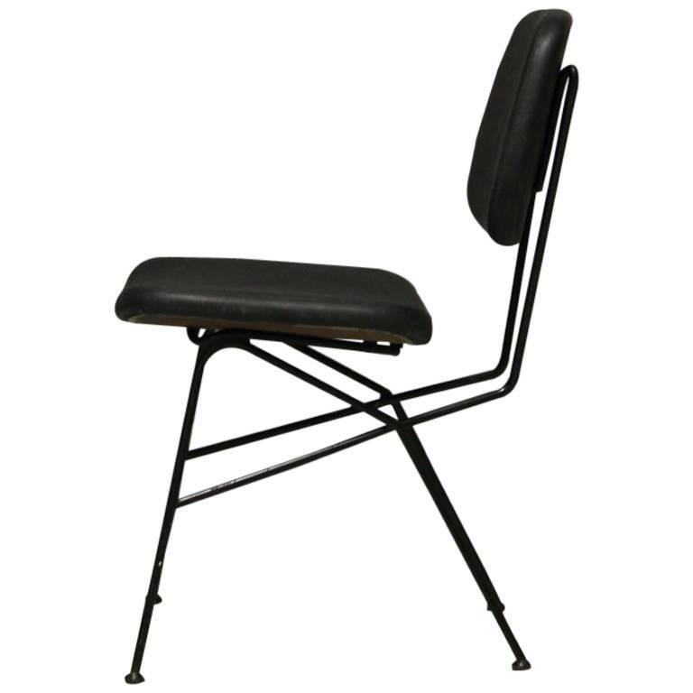 Black Cocorita Side Chair by Gastone Rinaldi for Velca Legnano, Italy, 1950s For Sale