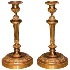 Pair of Mid-19th Century Louis XVI Style Ormolu Candlesticks