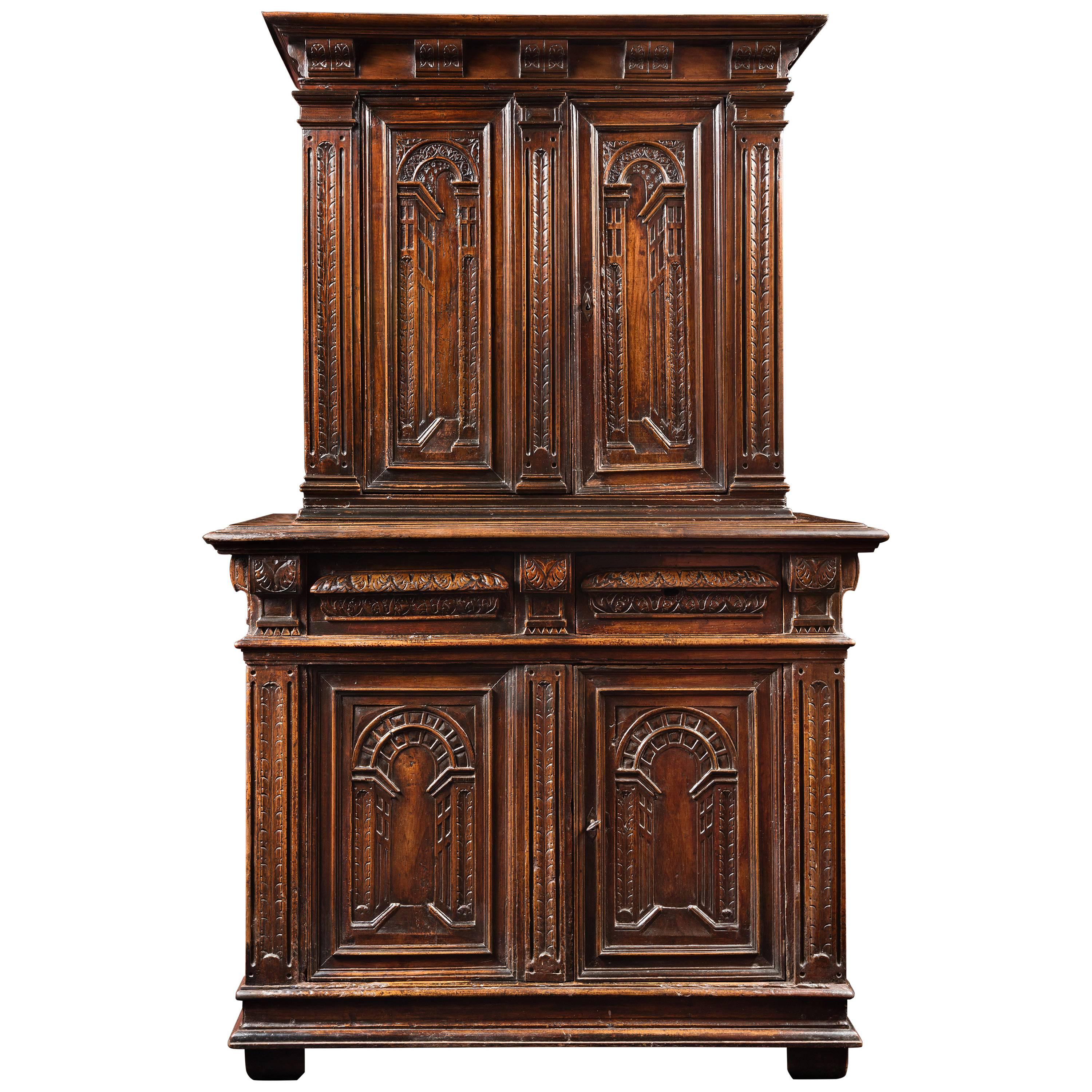Cabinet of Renaissance Period with Decor of Perspectives in 'Trompe l'oeil' For Sale