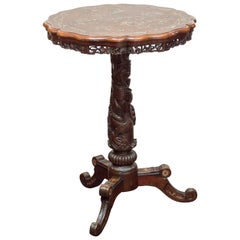 Antique 19th Century Anglo-Chinese Carved Teak and Inlaid Stand, circa 1880