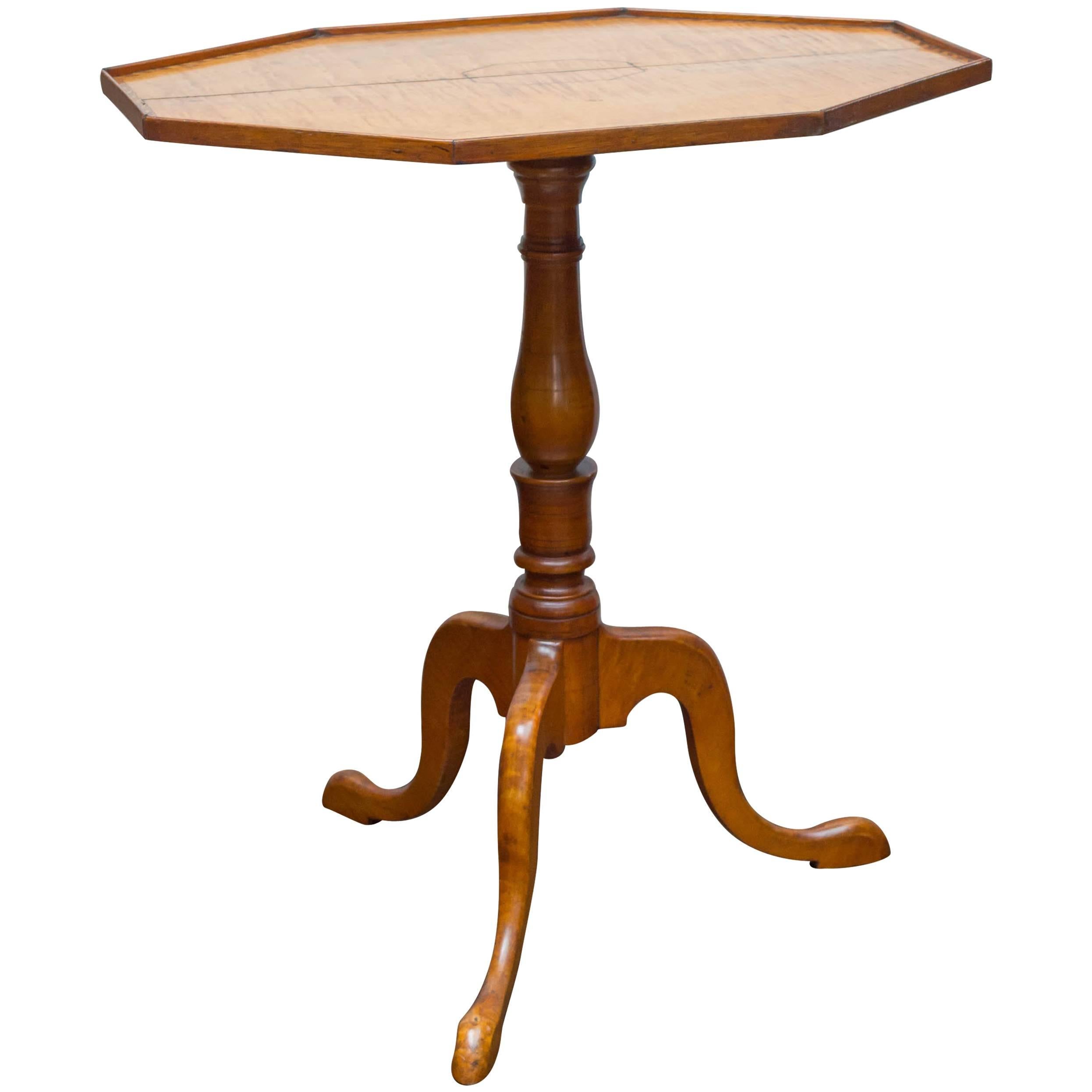 Late 18th Century American Tiger Maple, Tilt Top Candle Stand