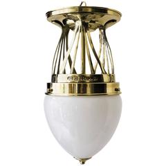 Jugendstil Ceiling Lamp with Opal Glass