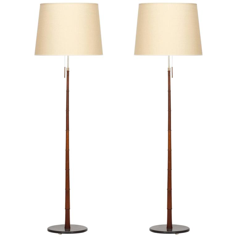 Swiss Pair of Floor Lamps Belmag Zurich Faux Bamboo, 1960s at 1stDibs