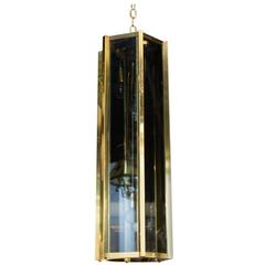 Fredrick Ramond 1970s Brass and Smoked Glass Chandelier