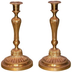 Antique Pair of French Mid-19th Century Ormolu Candlesticks