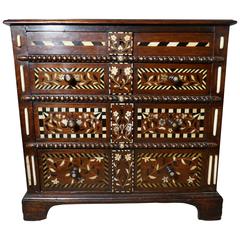 Very Rare 17th Century Inlaid Oak Chest of Drawers
