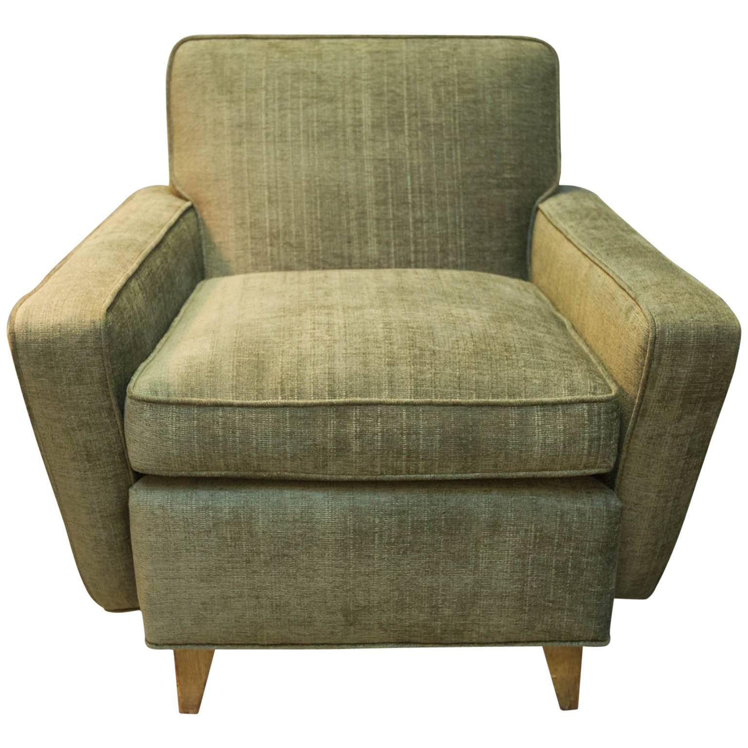 Mid-Century Modern Lounge Chair in Green Velvet