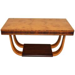 Art Deco Burr Maple and Rosewood Dining Table Vintage, 1920s