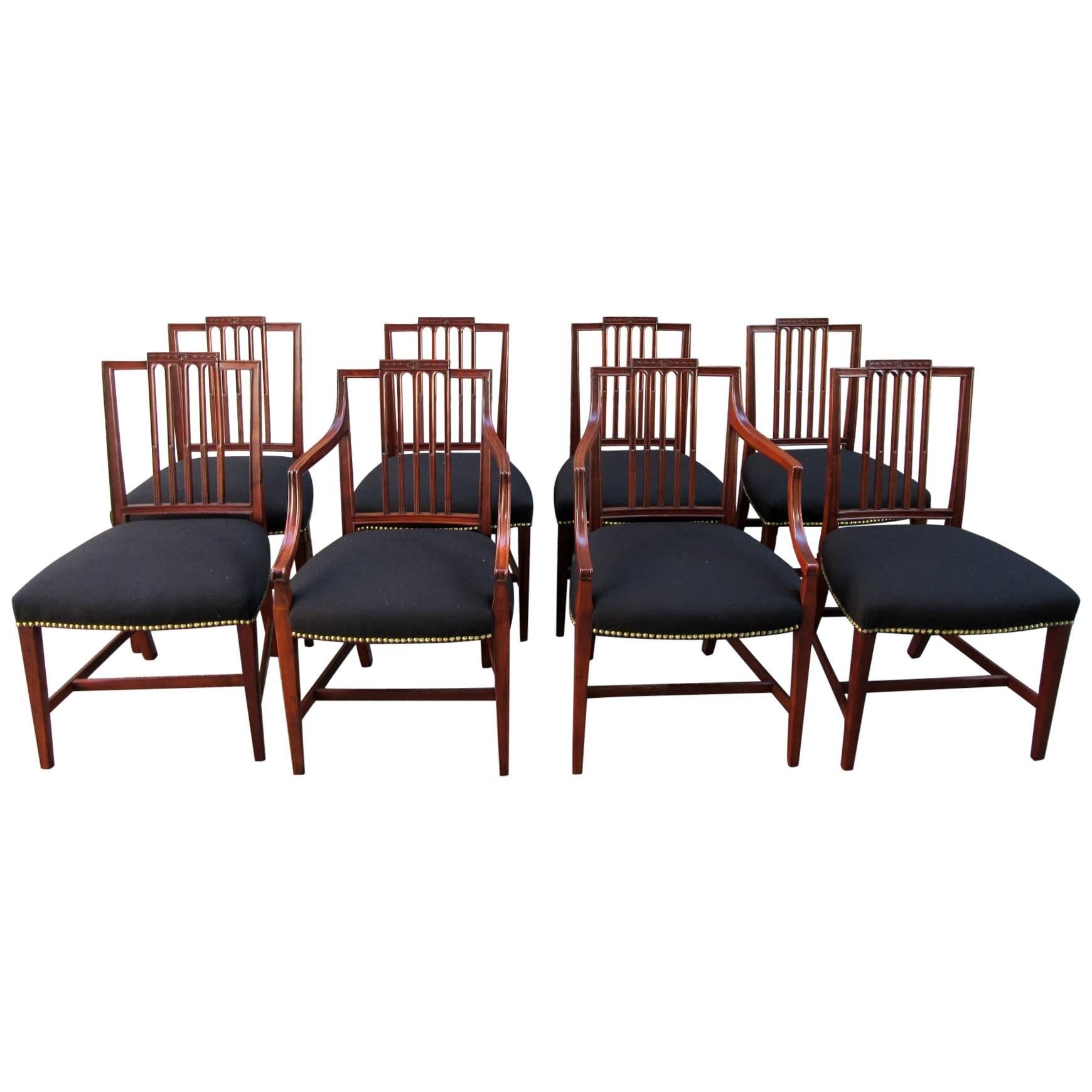 Set of Eight Late 18th Century English Hepplewhite Mahogany Dining Chairs