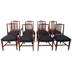 Set of Eight Late 18th Century English Hepplewhite Mahogany Dining Chairs