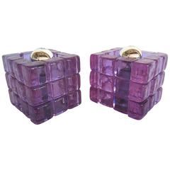 Pair of Cube Lamps by Poliarte, Italy, 1970s