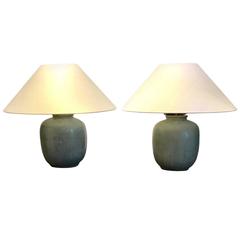 Pair of Washed Turquoise Lamps, China, Contemporary