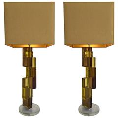 Pair of Lamps Cubic Murano, Italy, Contemporary