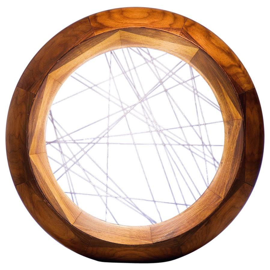 Accretion, Tabletop Light Sculpture in Walnut and Gold Wire by Kalin Asenov