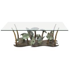 Signed Silas Seandel Brutalist Bronze Coffee Table, USA, 1970s