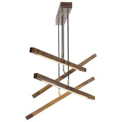 Illuminare, Contemporary Chandelier in Walnut and Brass by Kalin Asenov