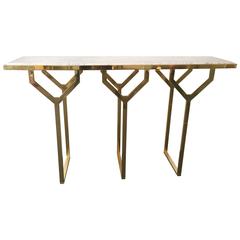 Contemporary Console Y Brass and Marble