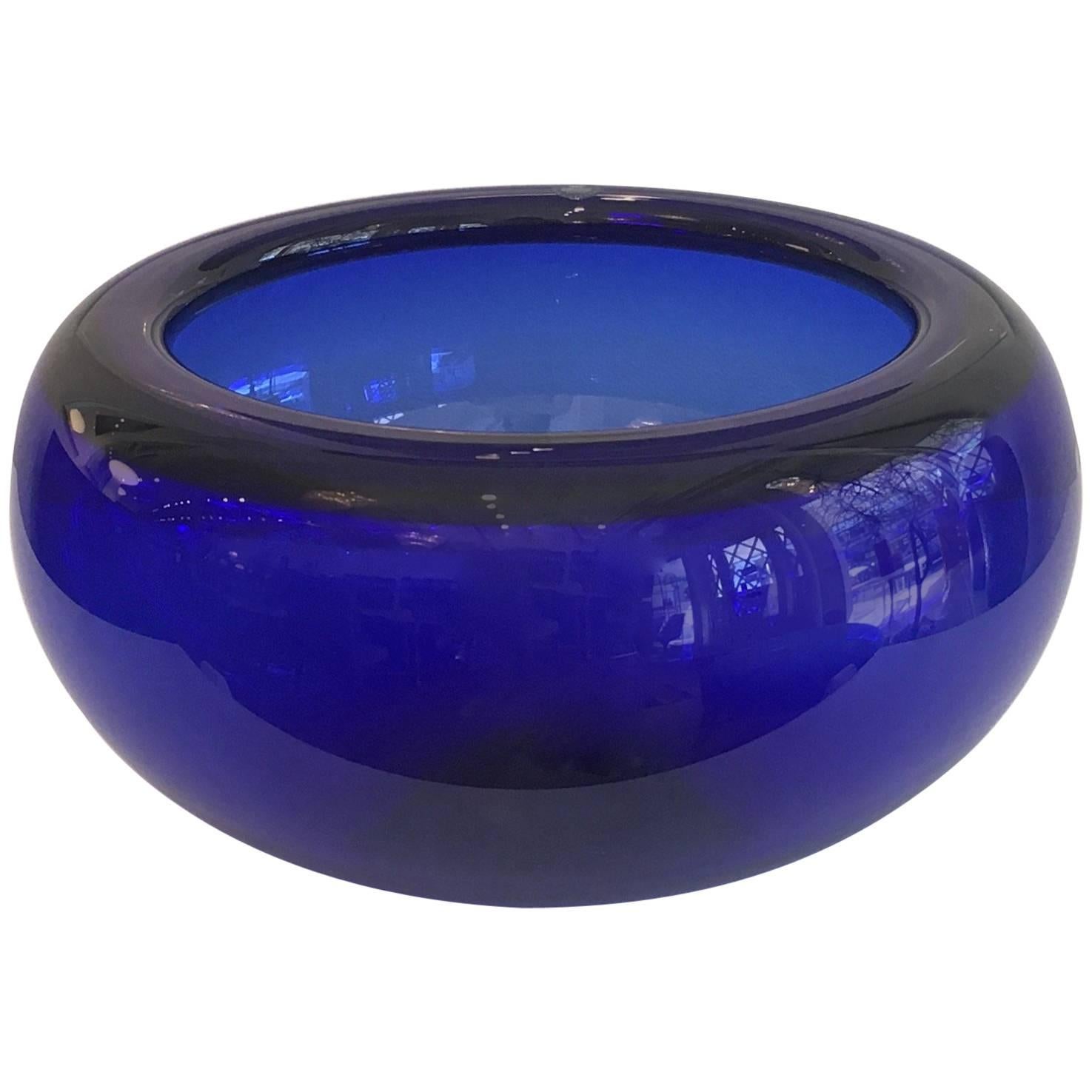 Per Lutken Holmegaard for Royal Copenhagen Blue Glass Bowl For Sale