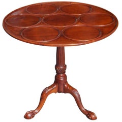 American Chippendale Mahogany Tilt-Top Desert Table with Ball & Claw Feet C 1770