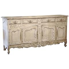 Early 20th Century French Louis XV Carved Painted Four-Door Buffet from Provence