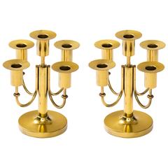 Pair of Tommi Parzinger Brass Candelabra 1