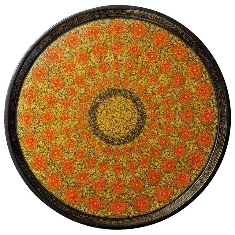 Kashmiri Indian Lacquered Papier Mâché Serving Tray at 1stDibs