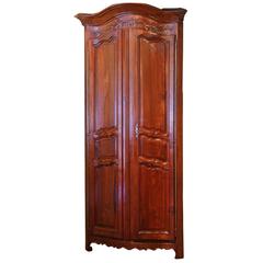 Tall 18th Century French Carved Walnut Bow Corner Cabinet from Provence 4