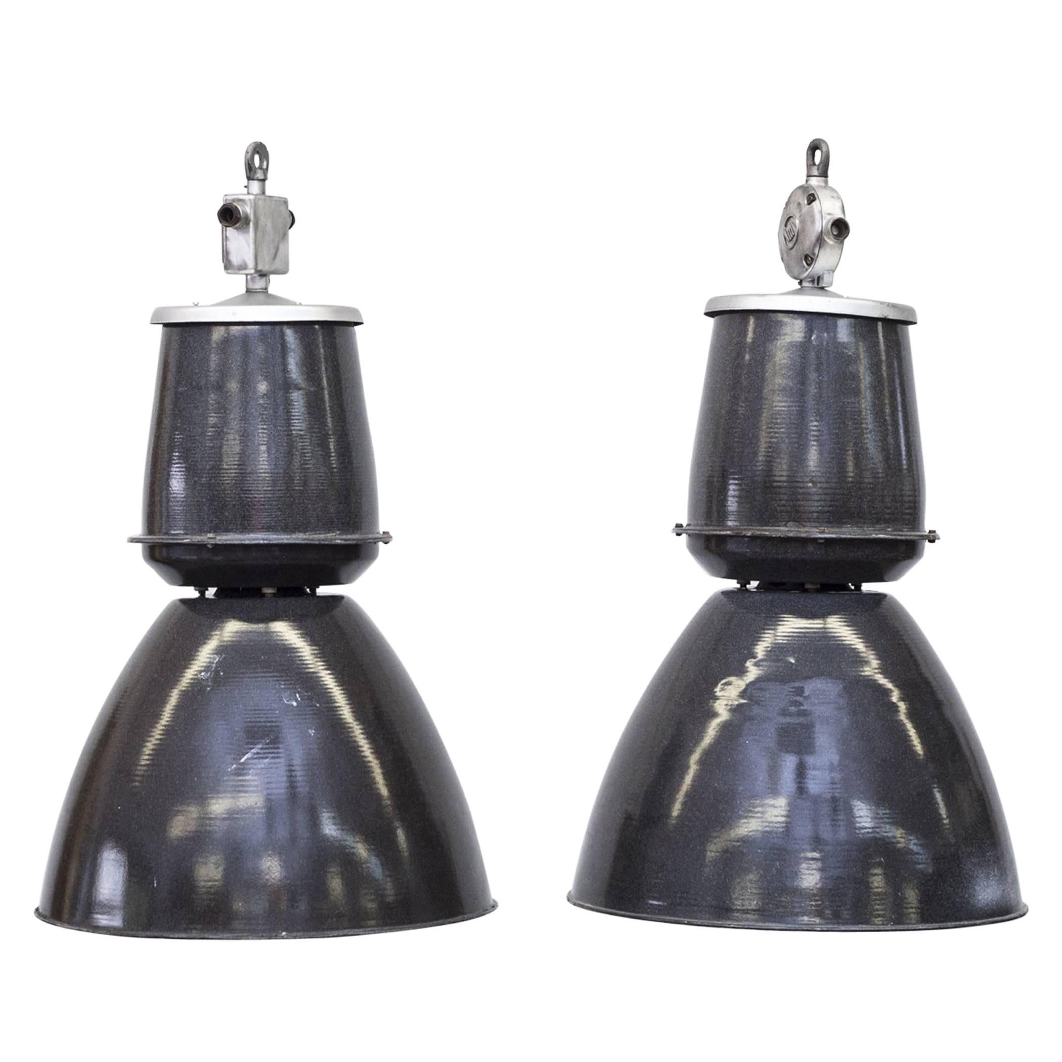 Huge Assorted Industrial Charcoal Enameled Factory Lamps