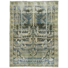 Antique Persian Malayer Shabby Chic Rug in Charcoal and Blue