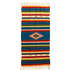1940s Saltiilo Mexican Turquoise Wool Serape Blanket
