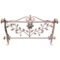 Early 1900 Forged in Fire Wrought Iron Fireplace Screen or Rack with Dragons