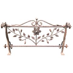 Early 1900 Forged in Fire Wrought Iron Fireplace Screen or Rack with Dragons 4