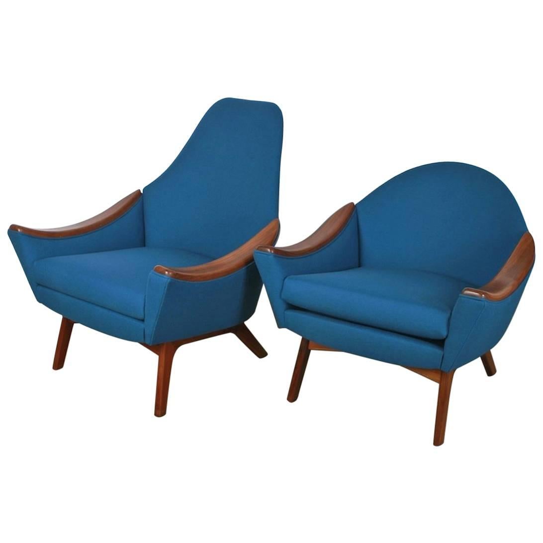Mid-Century Adrian Pearsall Mama & Papa Blue Chairs For Sale
