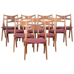 Mid-Century Modern Set of Ten Sawback Chairs by Hans J. Wegner