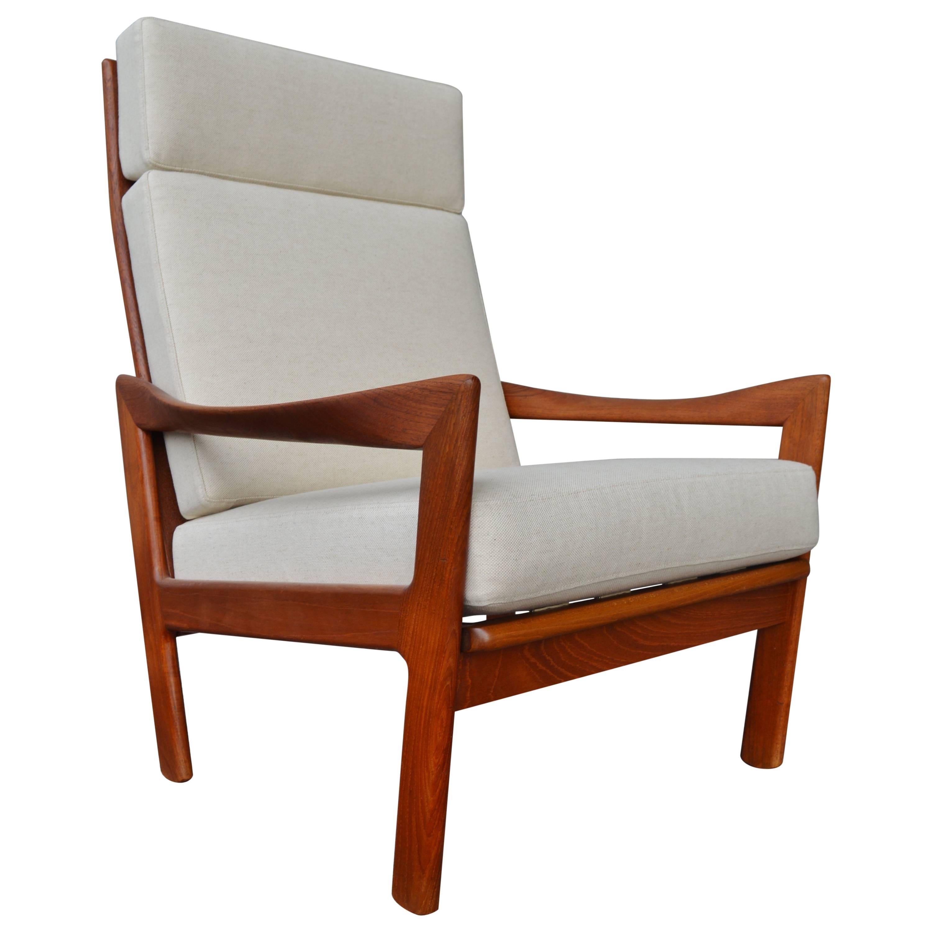 Teak Tall Back Lounge Chair by Illum Wikkelso for Niels Eilersen