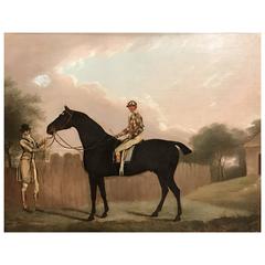 Clifton Tomson Equestrian Oil Painting of Horse and Jockey, Nottingham, 1809