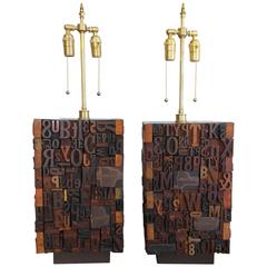 Pair of Letters and States Table Lamps 2