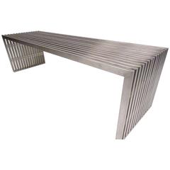 Mid-Century Chrome and Lucite Slat Bench by Milo Baughman