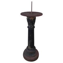 American Cast Iron Sun Dial on Floral Pedestal, Circa 1840