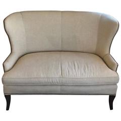 Custom-Made Our "Vienna" Curved and High Wing Back Solid Eye-Catching Settee