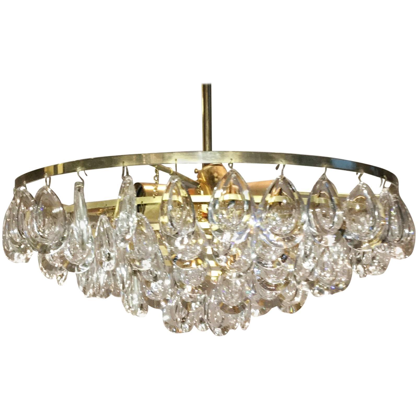 Teardrop Crystal Glass Chandelier by Palwa, circa 1970s For Sale