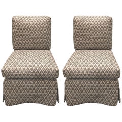 Paar Billy Baldwin Style Quadrille gepolsterte Slipper Stühle von Donghia