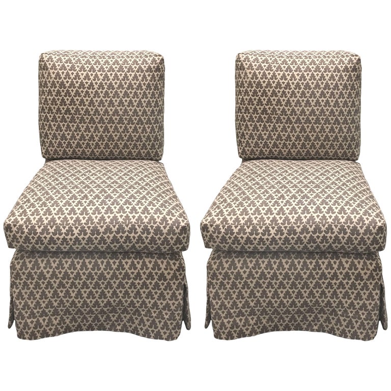 Pair of Billy Baldwin Style Quadrille Upholstered Slipper Chairs by Donghia  at 1stDibs | billy baldwin slipper chair, billy baldwin chairs