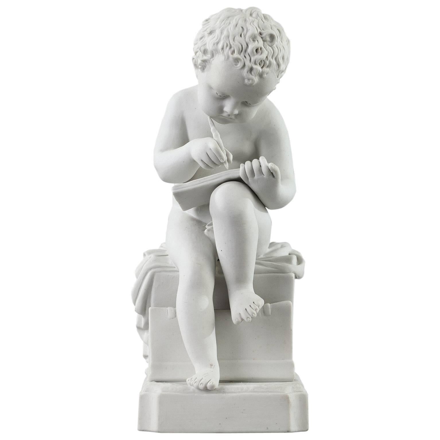 Bisque "Enfant Écrivant" d'après Charles-Gabriel Sauvage:: dit Lemire