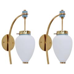 Vintage Brass and Blown Glass Sconces
