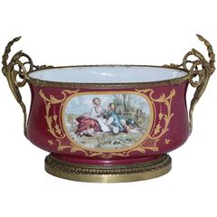 19th Century Sevres Centerpiece in Bronze Ormolu and Porcelain