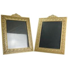 Antique Pair of Oversized French Gilt Reticulated Floral and Foliate Frames