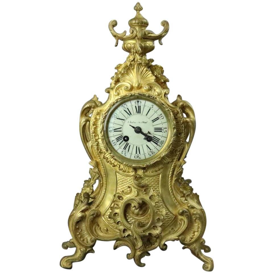 19th Century Louis XV Style French Etienne Maxant Brevete Mantel Clock