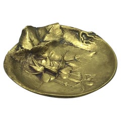 Vintage Brass Ashtray with Floral Decors