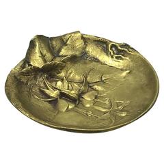 Brass Ashtray in the Manner of Carl Auböck with Floral Decors 12